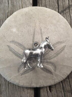 Vintage donkey sterling silver charm 925 necklace bracelet lucky 3D heavy